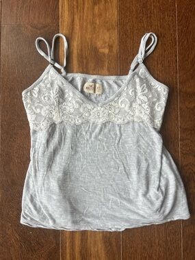 Hollister Light Gray Lace-Trim Cami
